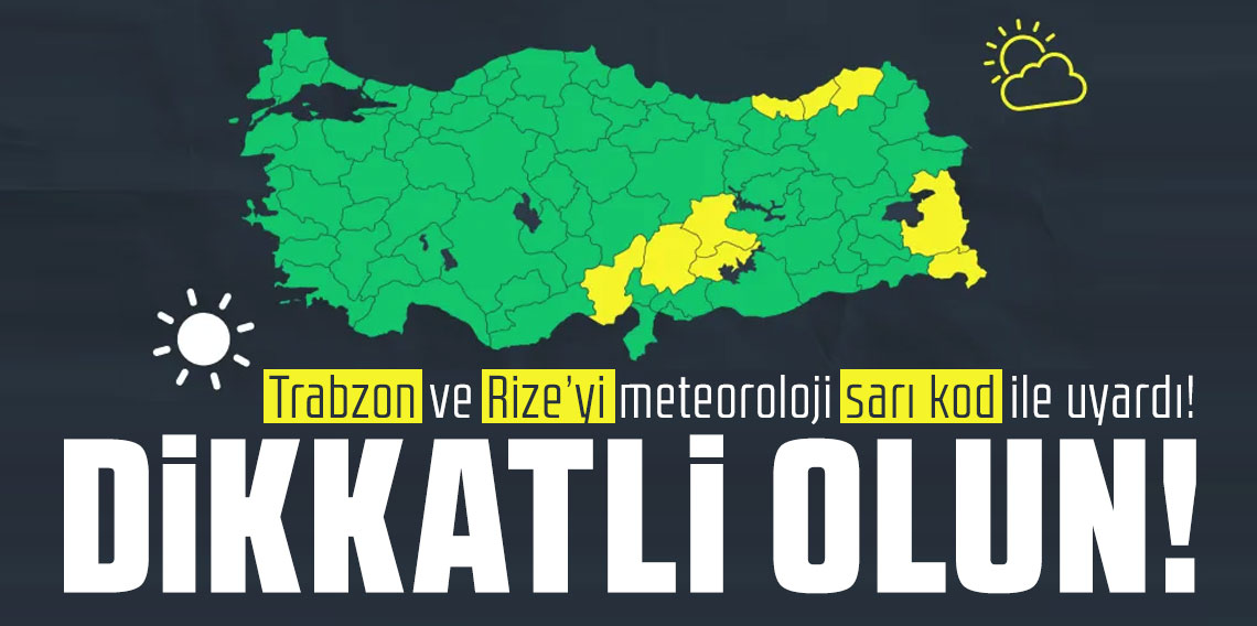 Trabzon ve Rize’yi meteoroloji sarı kod ile uyardı! Dikkatli olun!