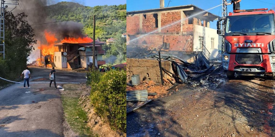 Alevlere teslim olan ev küle döndü: 1 eşek telef oldu