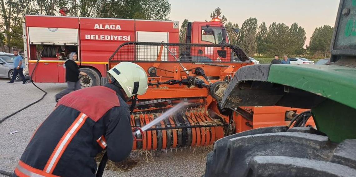Balya makinesinde çıkan yangına zamanında müdahale