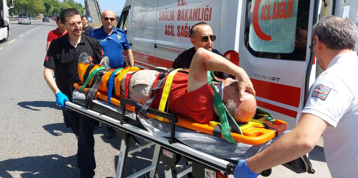 Samsun'da devrilen motosikletin sürücüsü yaralandı