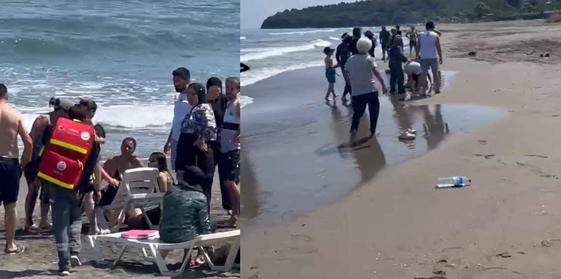 Boğulma tehlikesi geçiren 3 çocuk ve anneyi cankurtaranlar kurtardı