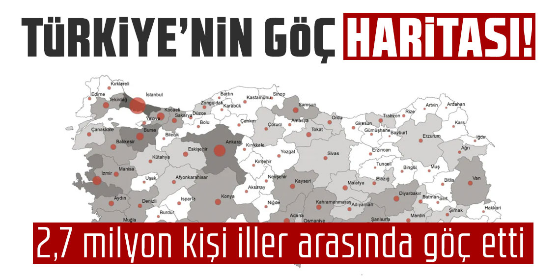 TÜİK paylaştı: Türkiye'de geçen yıl yaklaşık 2,7 milyon kişi iller arasında göç etti
