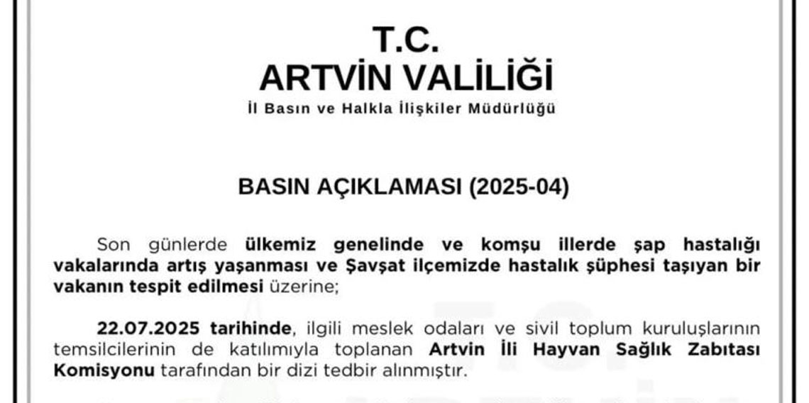 Artvin'de şap hastalığına karşı hayvan hareketleri 30 gün yasaklandı