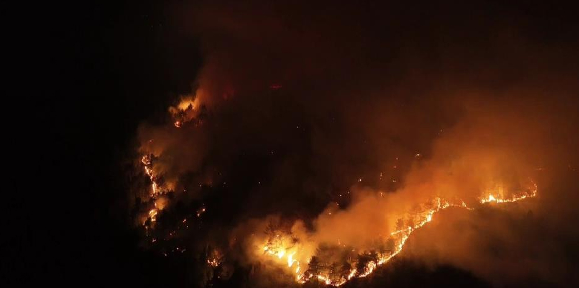 Karabük'te orman yangını geceyi aydınlattı