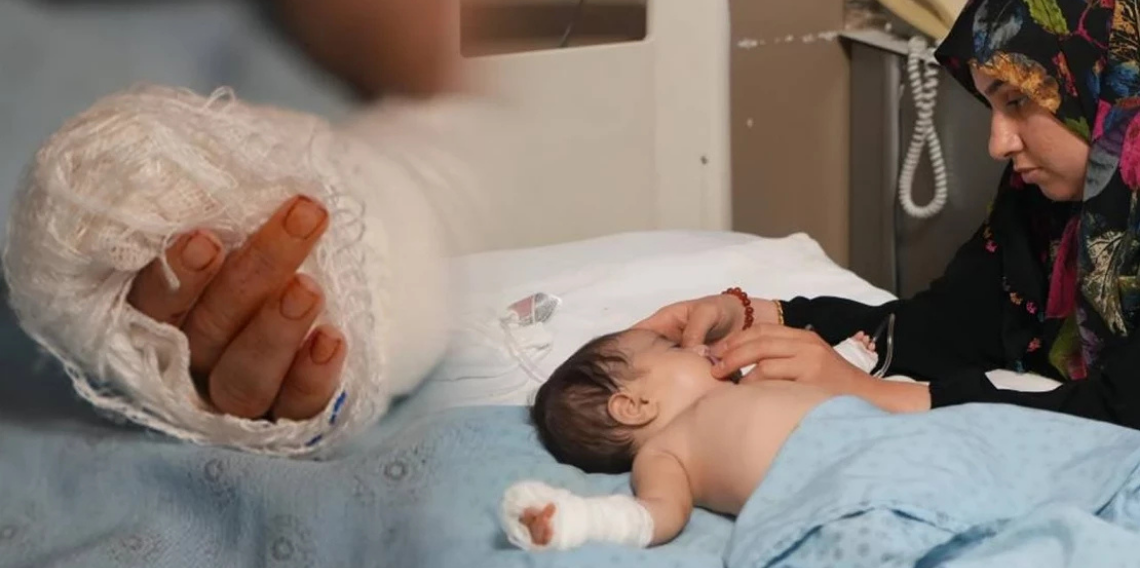 Serumu çıkarmak isterken üç aylık bebeğin parmağını kesti