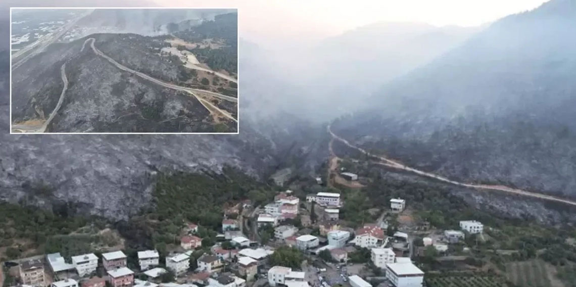 Bursa'da felaketin fotoğrafı... Alevler tam evlerin dibine kadar gelmiş