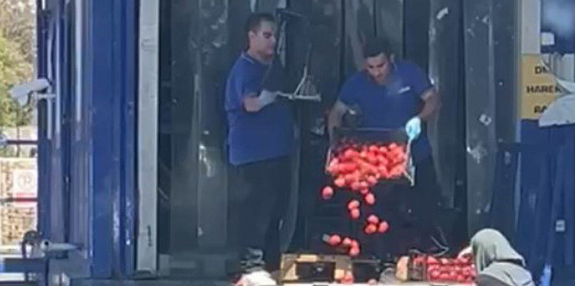 Zincir markette kasalar dolusu domates çöpe döküldü, o anlar tepki topladı