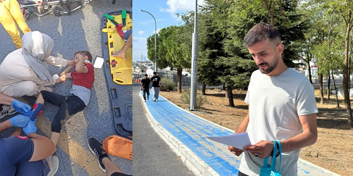 8 yaşındaki çocuğa trafiğe kapalı alanda motosiklet çarptı