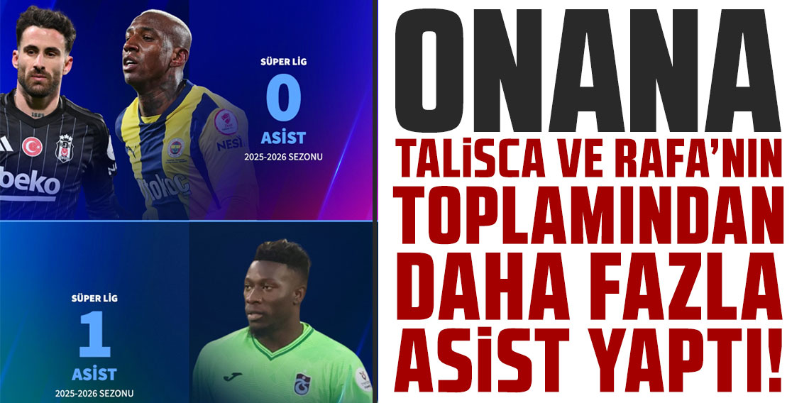 Sosyal medyada yapılan bu Onana paylaşımı, yüzlerce beğeni aldı: TALİSCA VE RAFA’NIN TOPLAMINDAN DAHA FAZLA ASİST YAPTI