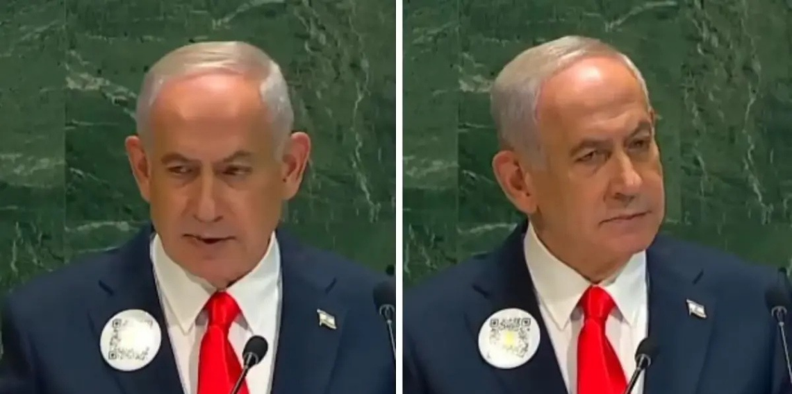 Protesto edildiği toplantıda Netanyahu'nun şakasına kimse gülmedi