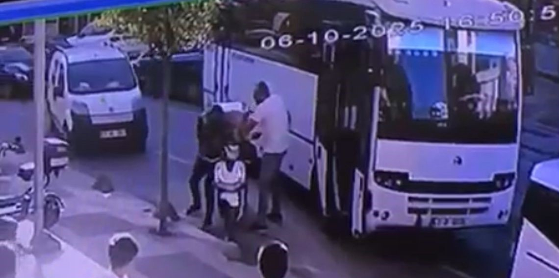 Trafik magandası kuryeye dehşeti yaşattı