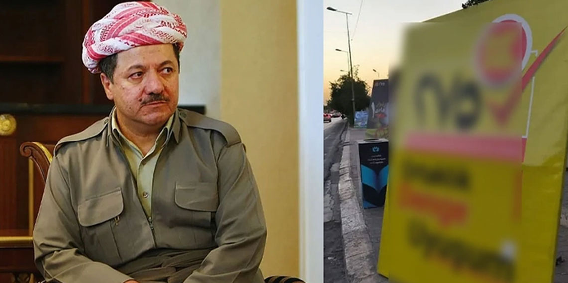 Barzani seçim kampanyasında ilk kez Türkçe afiş kullandı