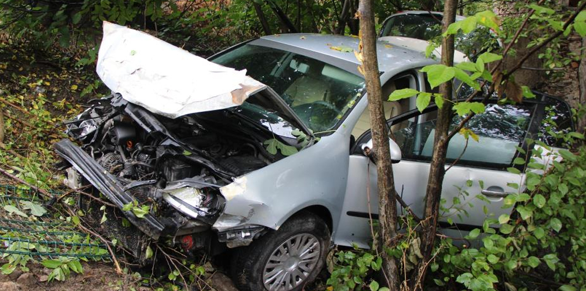 Üniversite öğrencilerinin bulunduğu otomobil bahçeye uçtu: 4 yaralı
