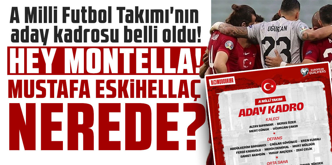 A Milli Takım kadrosu açıklandı! Hey Montella Mustafa Eskihellaç nerede?