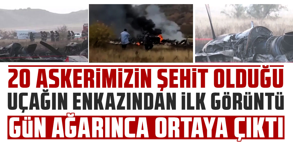 20 askerimizin şehit olduğu uçağın enkazından ilk görüntü