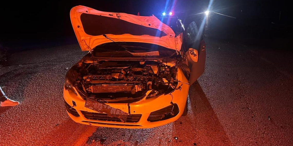 Çorum’da otomobil yola çıkan danaya çarptı: 2 yaralı