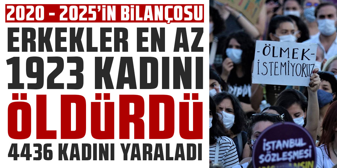 2020–2025’in bilançosu: Erkekler en az 1923 kadını öldürdü, 4436 kadını yaraladı