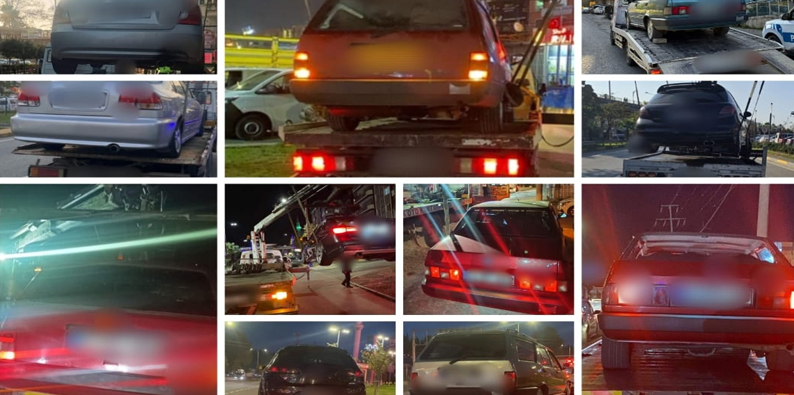 Trabzon’da Gürültü Yapan 9 Araç Trafikten Men Edildi