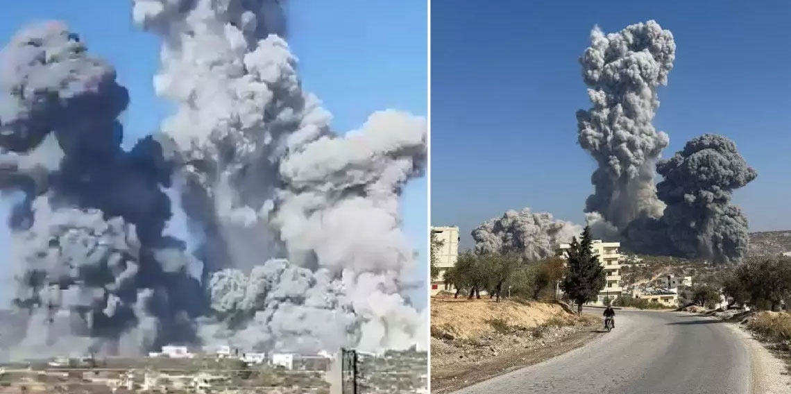 İdlib'de şiddetli patlama! Bölgeden dumanlar yükseliyor