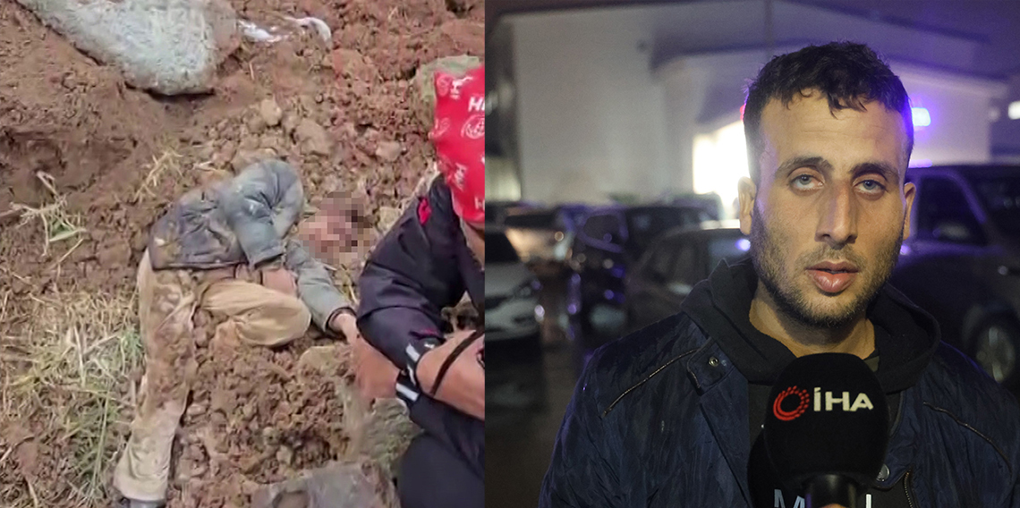 Evladını bulan arama kurtarma görevlisini alnından öptü