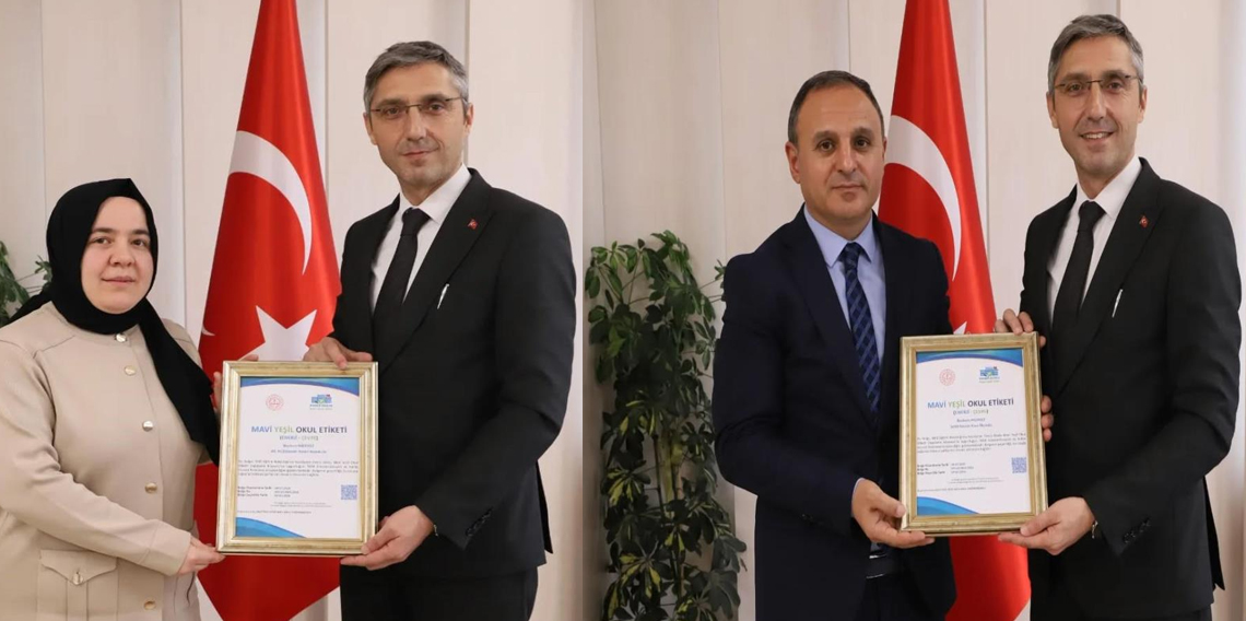 Bayburt’ta iki okula ‘Mavi Yeşil Okul’ etiketi verildi