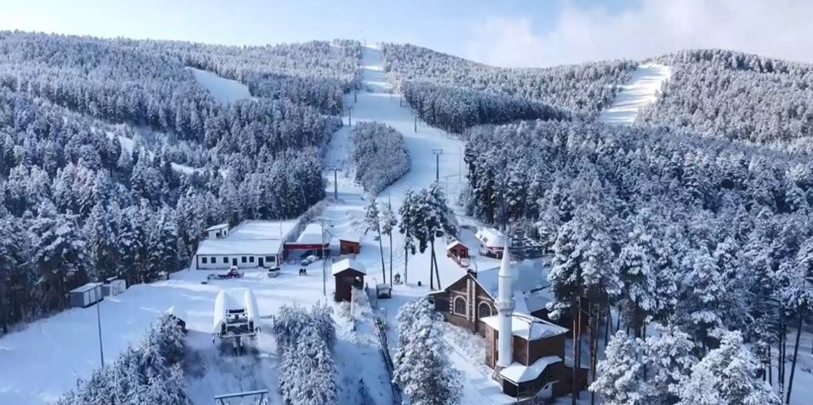 Beyaza bürünen Sarıkamış havadan görüntülendi