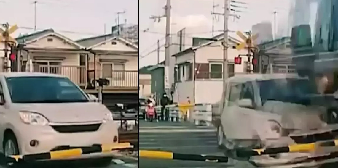 Japonya’da otomobil ile yolcu treni çarpıştı