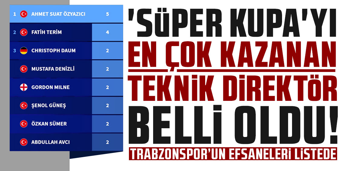 'SÜPER KUPA'YI EN ÇOK KAZANAN TEKNİK DİREKTÖR BELLİ OLDU