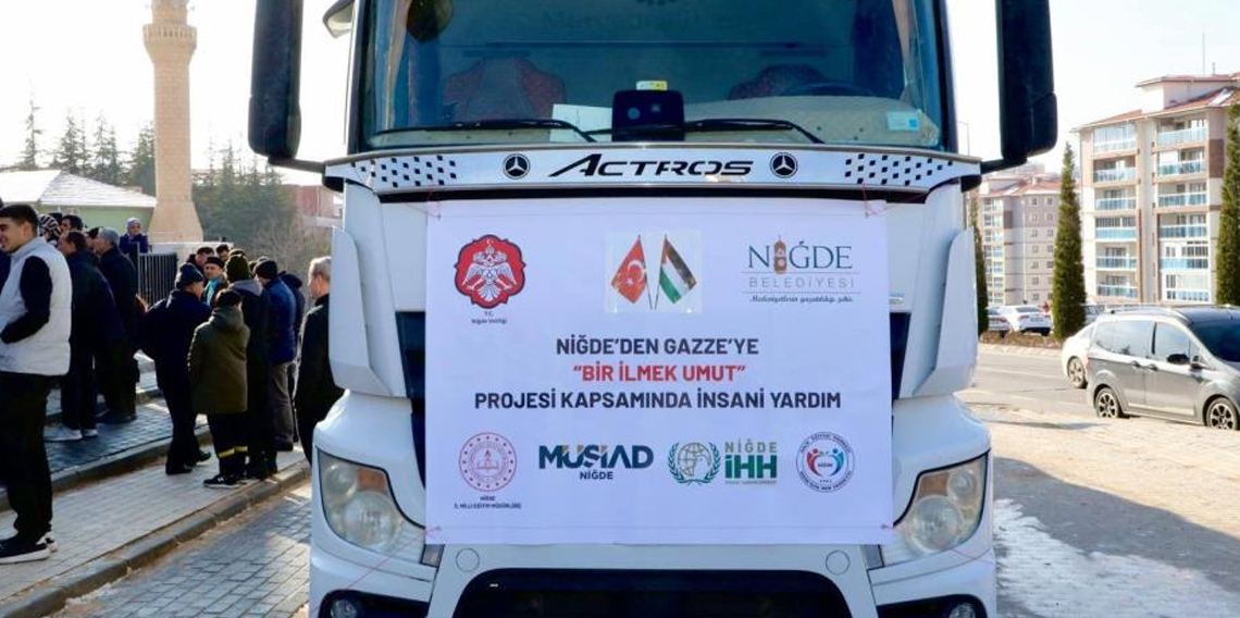 Gazze için tek yürek olan Niğde’den yardım tırı yola çıktı