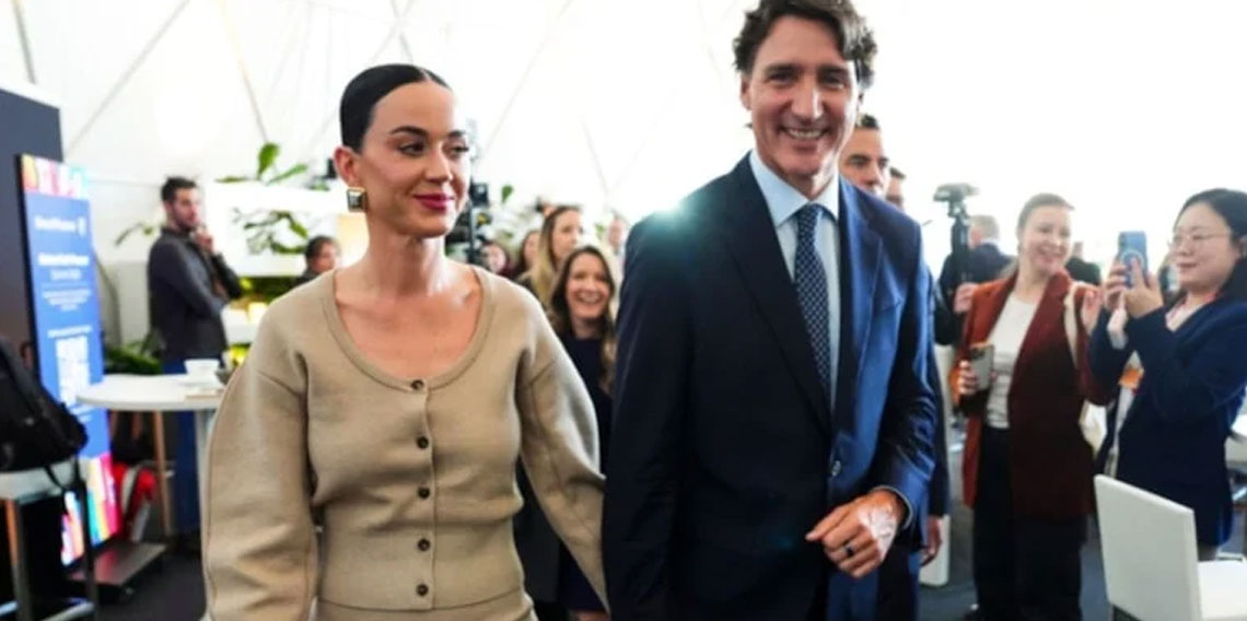 Katy Perry ile Justin Trudeau, Davos'ta el ele