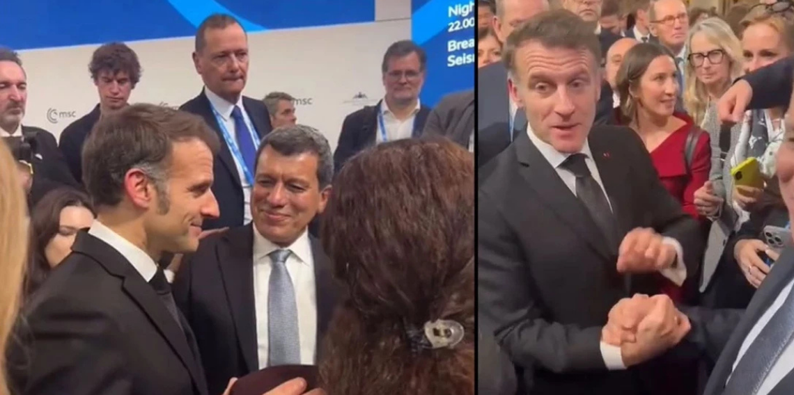 Macron ile YPG elebaşı Mazlum Abdi Almanya’da kucaklaştı