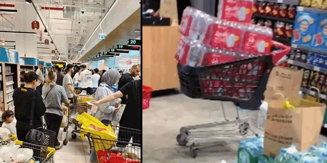 Dubai'de su izdihamı: Savaş korkusuyla rafları boşalttılar