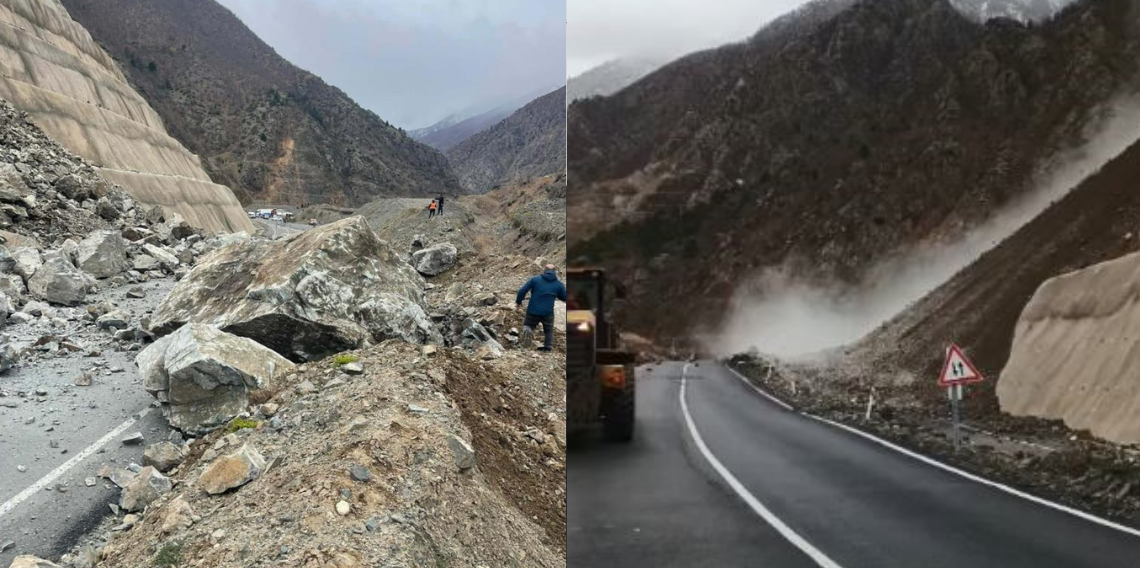 Artvin-Şavşat Karayolu’nda Heyelan, Yol Kısa Süreliğine Ulaşıma Kapandı