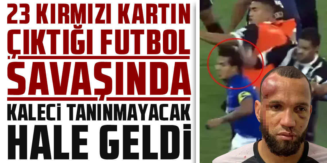 23 kırmızı kartın çıktığı futbol savaşında kaleci tanınmayacak hale geldi
