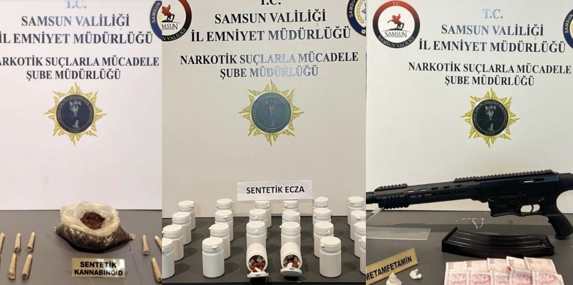 Samsun’da 3 İlçede Narkotik Operasyonu, Uyuşturucu ve Silah Ele Geçirildi