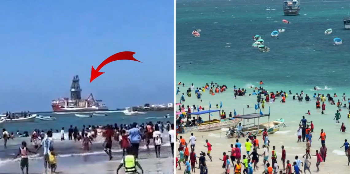 Çağrı Bey Somali'de! Türk bayrağını gören sahile akın etti