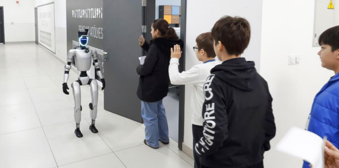 Bu ilçede sınava giren öğrencileri insansı robot karşılıyor