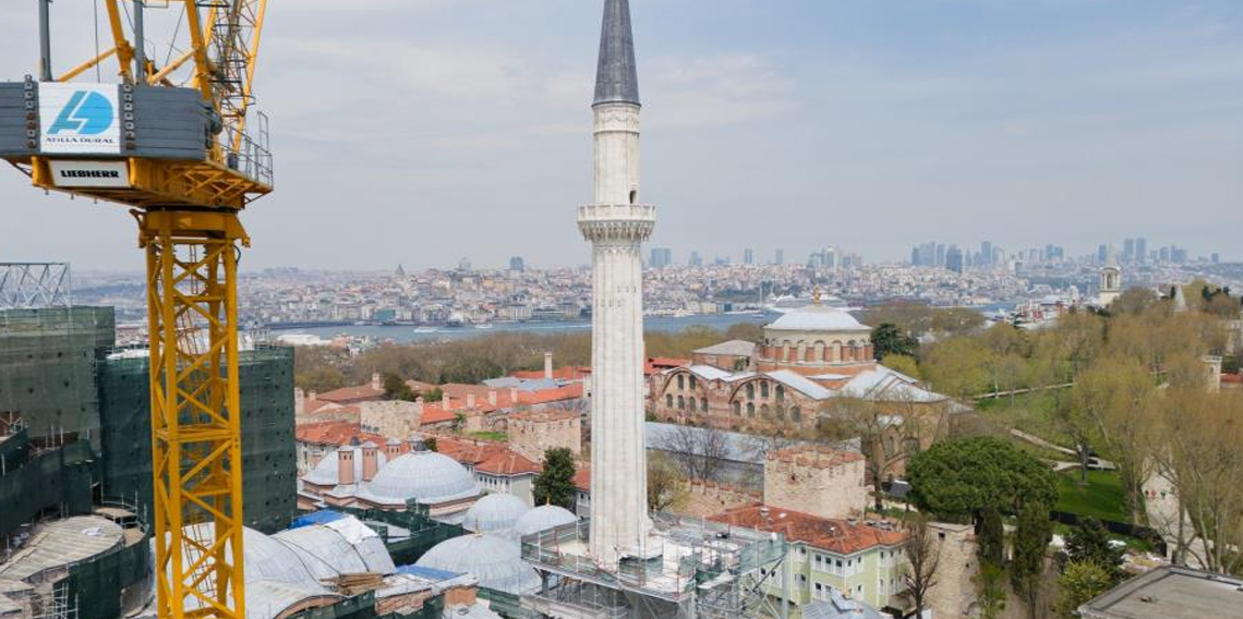 Ayasofya'nın kuzeydoğu minaresinde restorasyon tamamlandı
