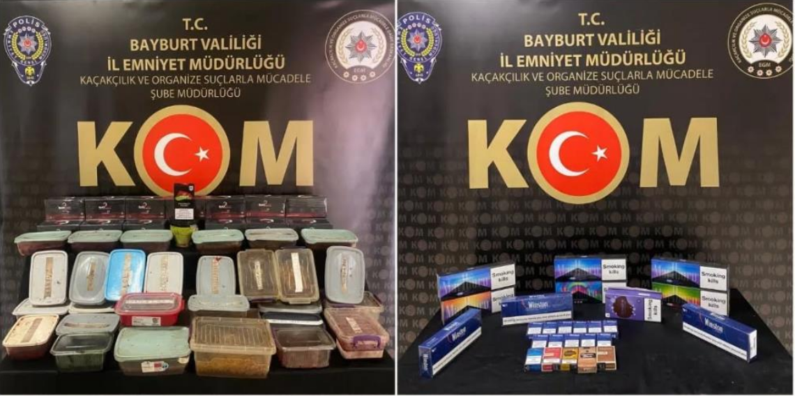 Bayburt’ta kaçakçılık operasyonu! Silah ve kaçak tütünler ele geçirildi