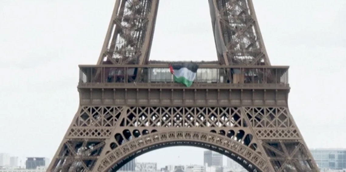 Paris'te Eyfel Kulesi'nde Filistin bayrağı açan 6 kişi gözaltına alındı