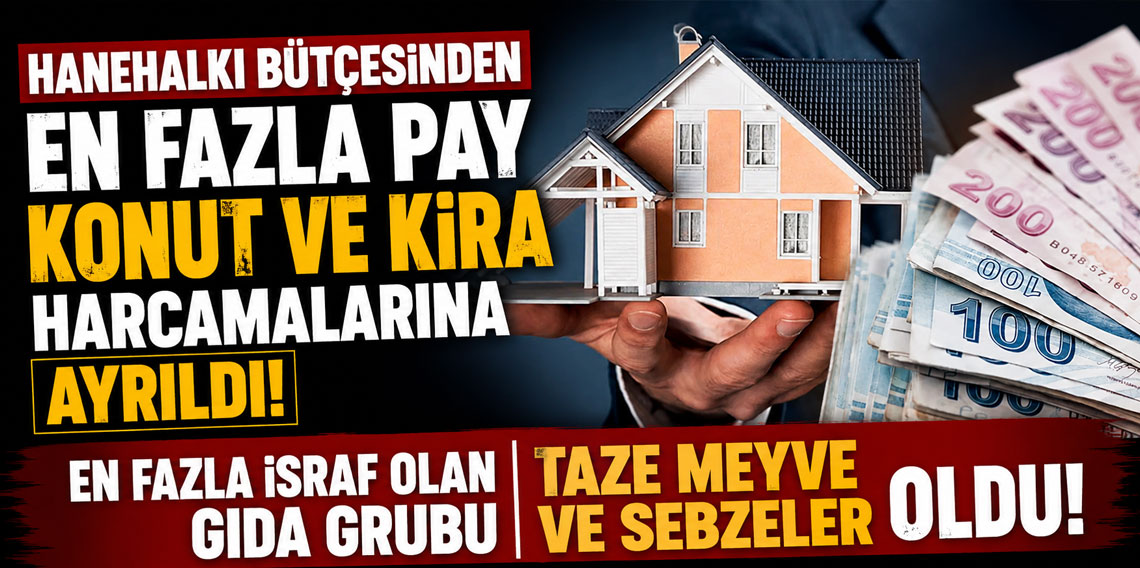 Hanehalkı bütçesinden en fazla pay konut ve kira harcamalarına ayrıldı