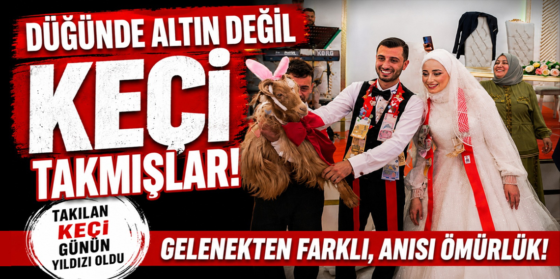 Trabzon'da düğünde altın değil keçi takıldı