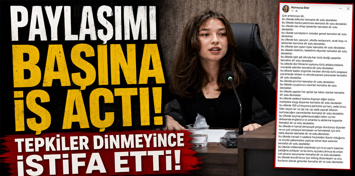 Terme Belediye meclis üyesi Rümeysa Eker tepki çeken paylaşımın ardından istifa etti