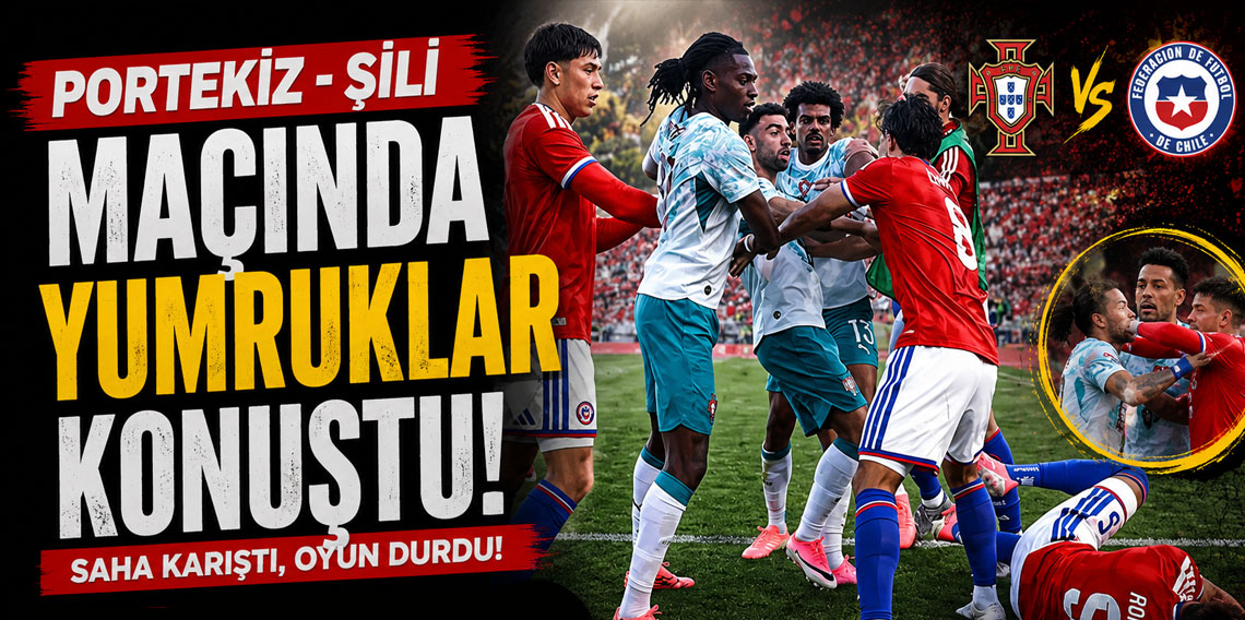 Portekiz-Şili maçında yumruklar konuştu