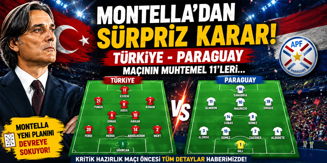 Montella'dan sürpriz karar! Türkiye - Paraguay maçının muhtemel 11'leri