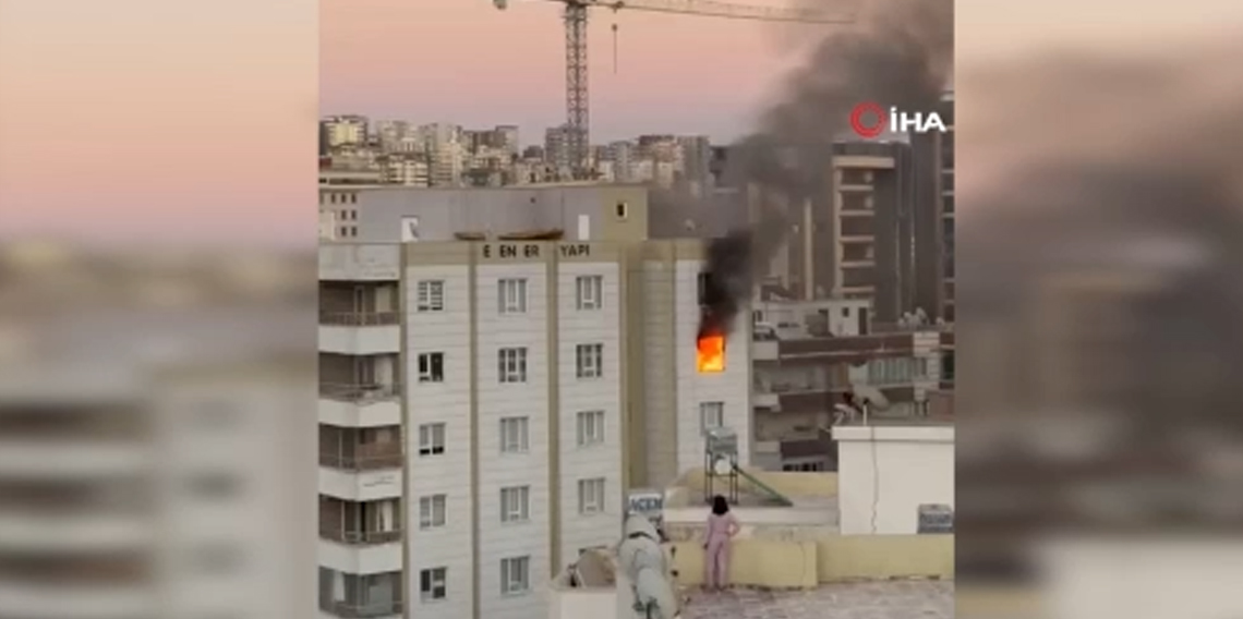 Şanlıurfa’da 9 katlı binada korkutan yangın