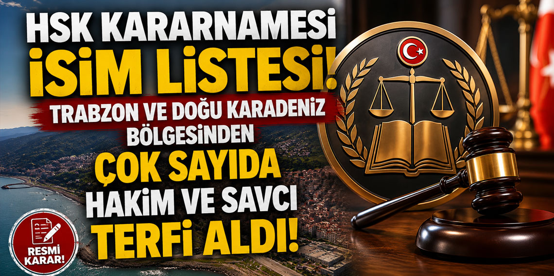 HSK Kararnamesi isim listesi! Trabzon ve Doğu Karadeniz bölgesinden çok sayıda hâkim ve savcı terfi aldı!