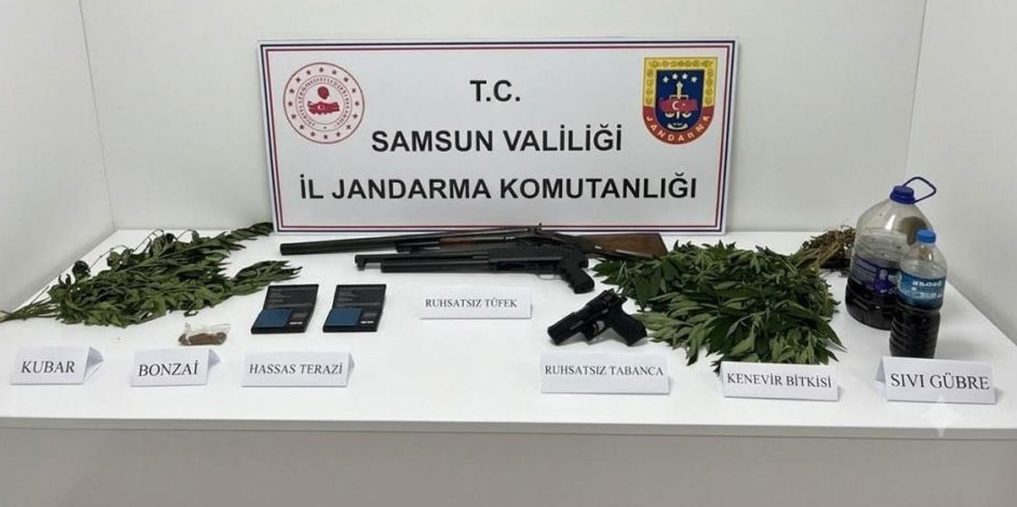 Samsun'da uyuşturucu operasyonu! Silah ve kenevir ele geçirildi
