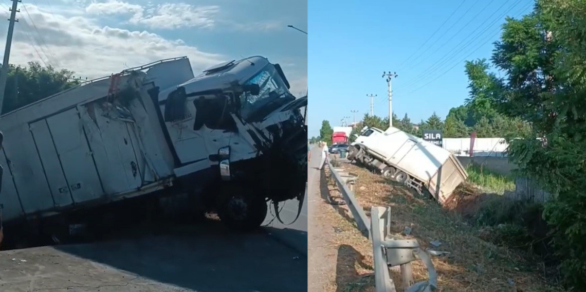 Samsun'da Kontrolden Çıkan Tır Devrildi! Bariyerlere Çarpan Sürücü Yaralandı