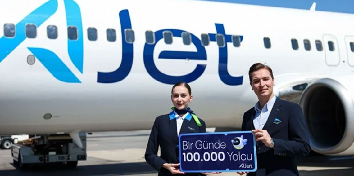 AJet, dün 101 bin 545 kişiyi taşıyarak günlük yolcu rekoru kırdı